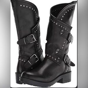 Musse & Cloud "Falida" Leather Buckle Detailed Mid-Calf Boots